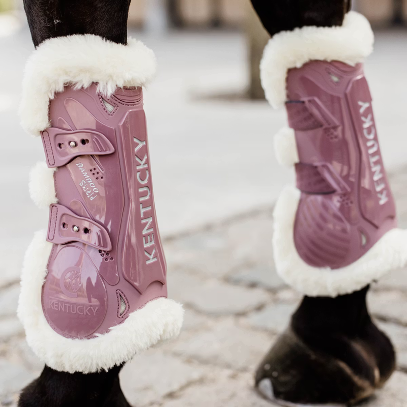 Kentucky Vegan Sheepskin Tendon Boots Bamboo Shield - Old Rose-4