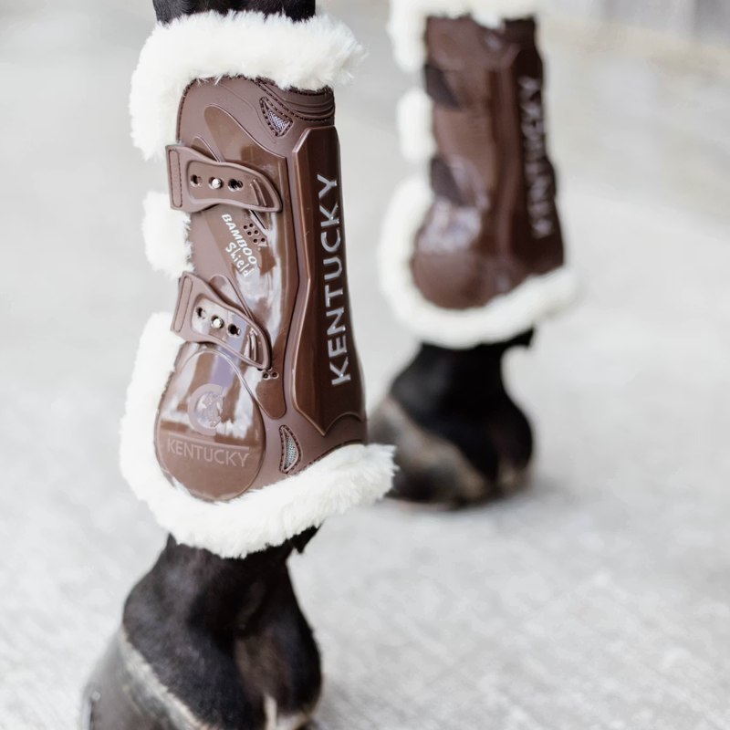 Kentucky Vegan Sheepskin Tendon Boots Bamboo Shield - Brown-4