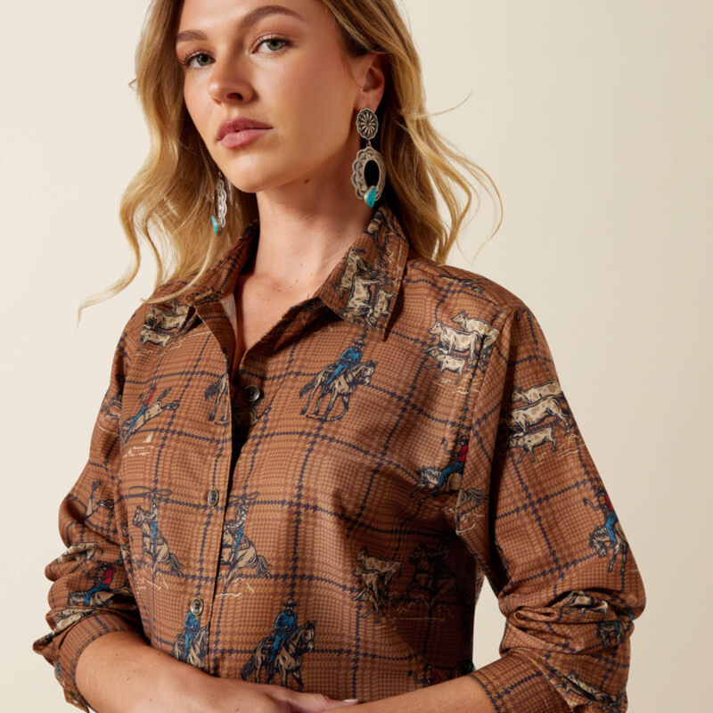 Ariat Women's Homestyle Shirt - Glen Plaid Rodeo-3