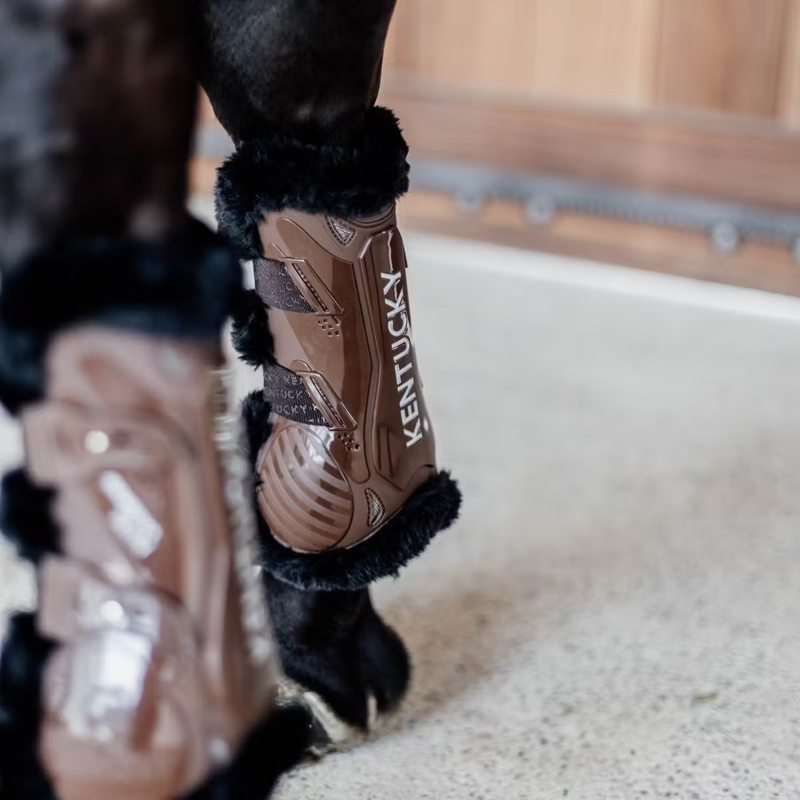 Kentucky Vegan Sheepskin Tendon Boots Bamboo Shield - Brown/Black-4