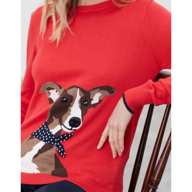 Joules Ladies Miranda Jumper - Red Dog-4