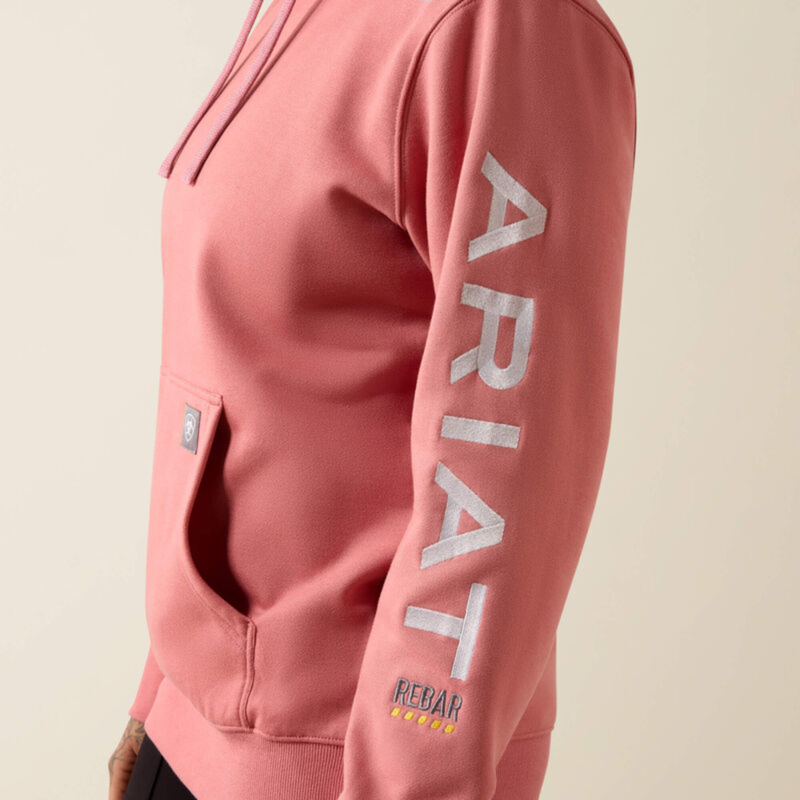 Ariat Women's Rebar Workman Graphic Hoodie - Dusty Rose Heather/Cloud Grey-4