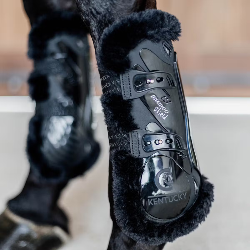Kentucky Vegan Sheepskin Tendon Boots Bamboo Shield - Black/Black-4
