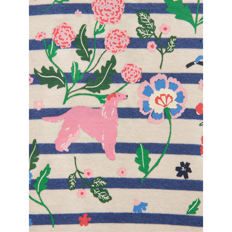 Joules Girls' Ava Long Sleeve Printed Top - Cream/Blue-4