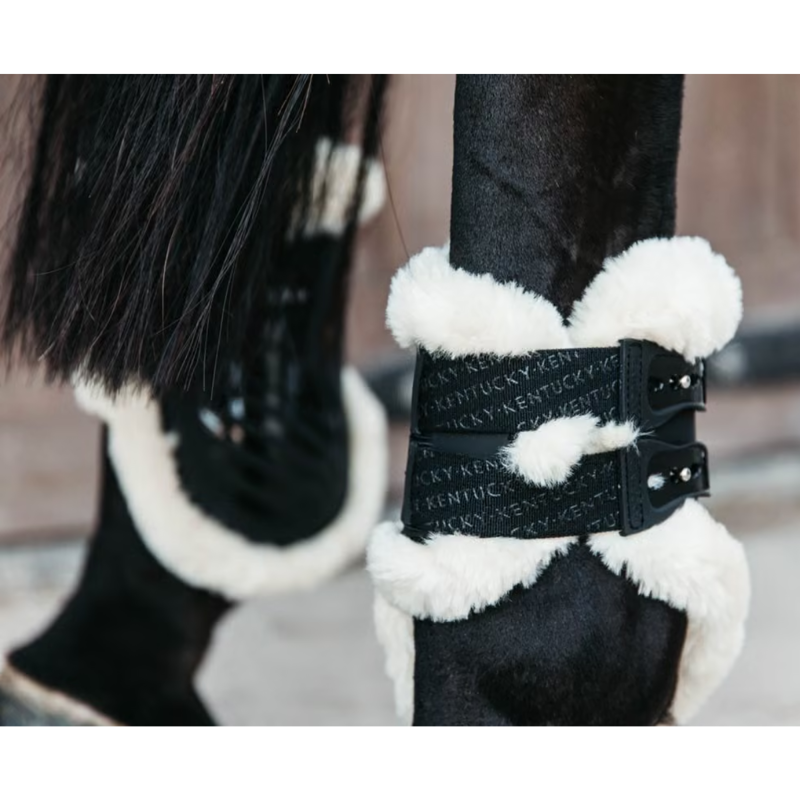 Kentucky Vegan Sheepskin Fetlock Boots Elastic - Black-4