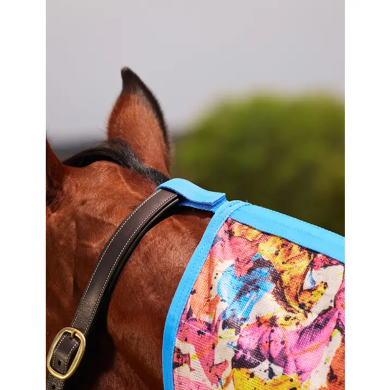 Saxon Mesh Combo Neck - Technicolour Horses Print-4