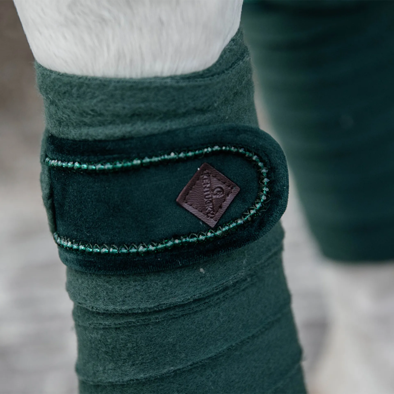 Kentucky Polar Fleece Velvet Pearls Bandages - Pine Green-1