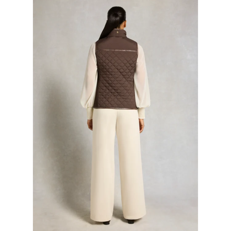 Holland Cooper Boughton Diamond Quilt Gilet - Walnut-4