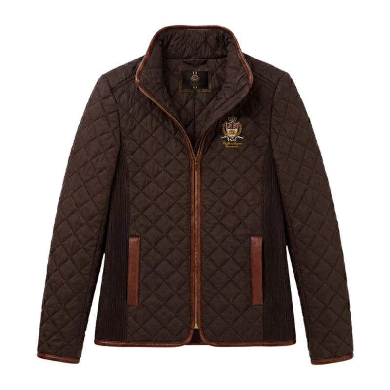 Holland Cooper Boughton Diamond Quilt Jacket - Walnut-5