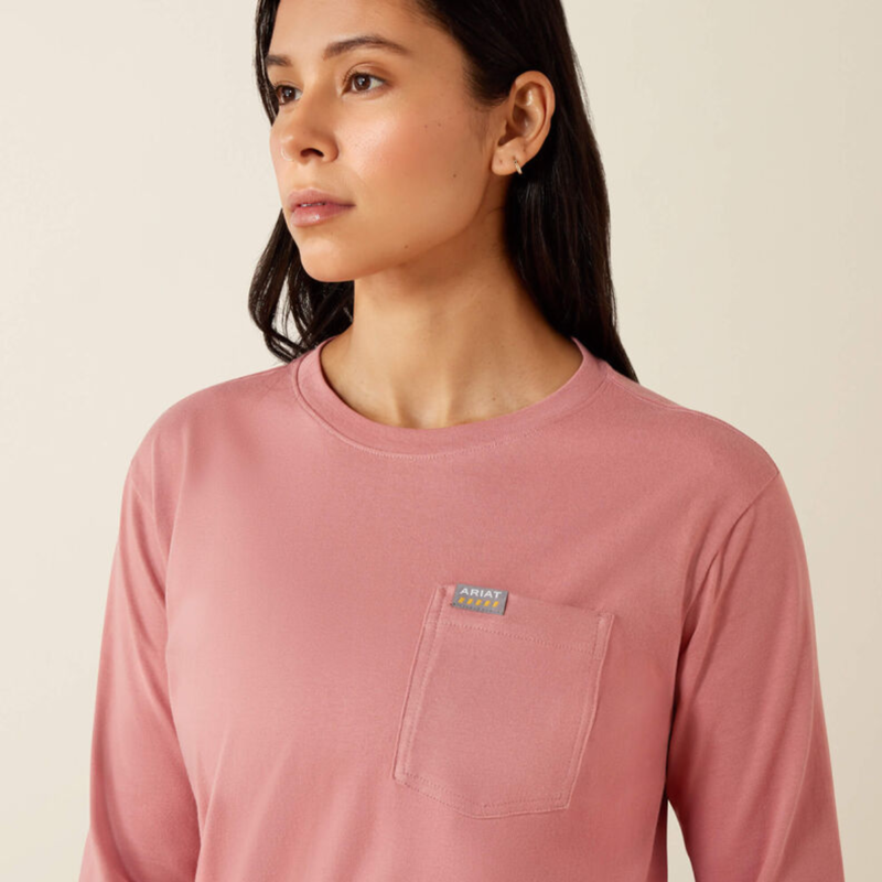Ariat Women's Rebar Cotton Strong Flying Eagle Long Sleeve T-Shirt - Dusty Rose-4