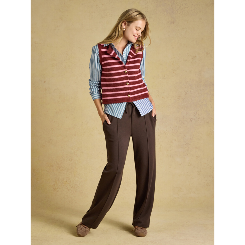 Joules Ladies Holly Button Through Knitted Vest - Pink Stripe-4