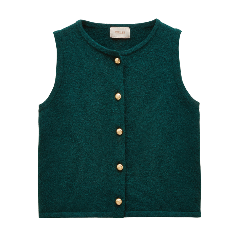 Joules Ladies Holly Button Through Knitted Vest - Green-5