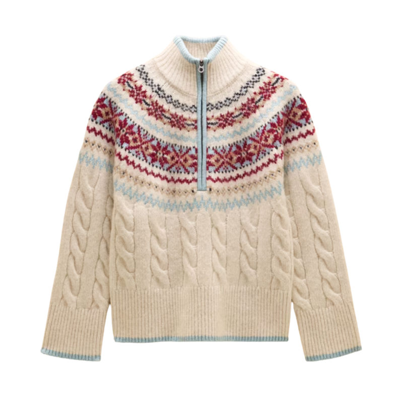 Joules Ladies Allaway Quarter Zip Jumper - Cream-6