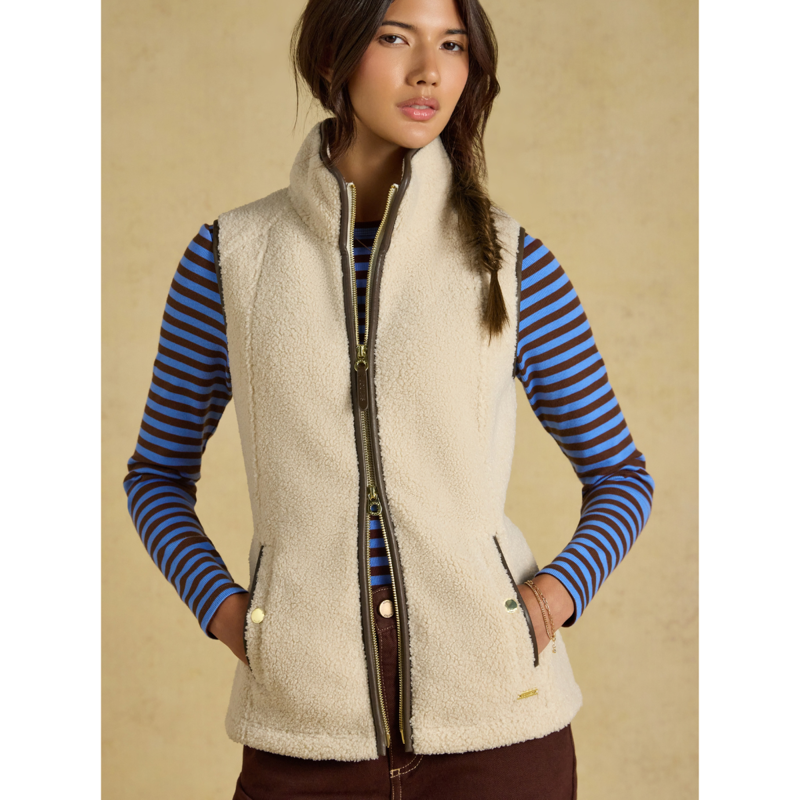 Joules Ladies Borg Heritage Longline Gilet - Cream-3