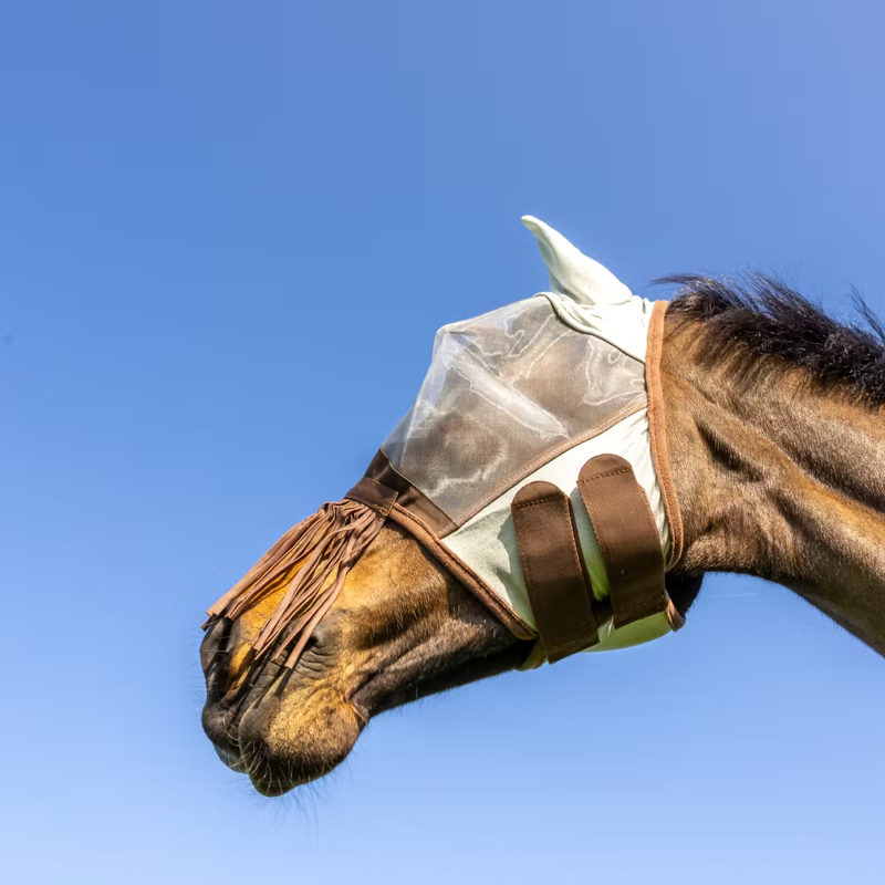 Kentucky Classic Fly Mask with Ears and Nose Tassels - Silver-4
