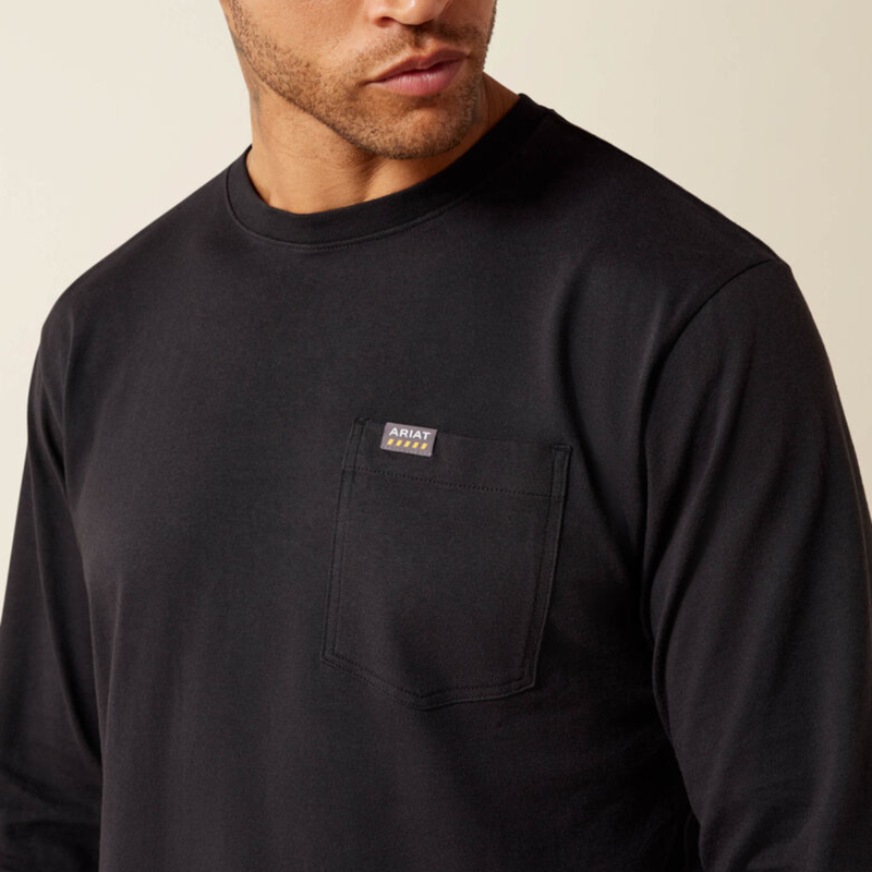 Ariat Men's Rebar Cotton Strong Eagle Skull Long Sleeve T-Shirt - Black-3