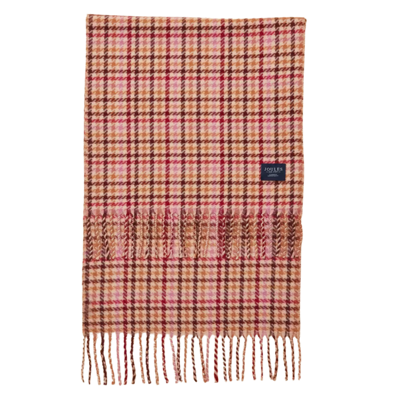 Joules Ladies Langtree Scarf - Berry Houndstooth-3