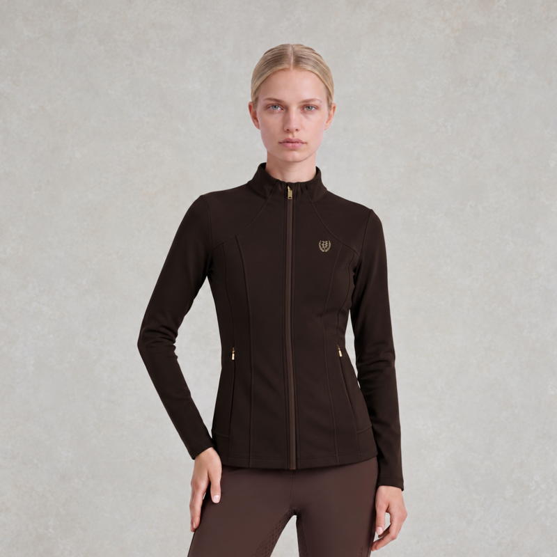 Holland Cooper Chiltern Zip Training Top - Chocolate