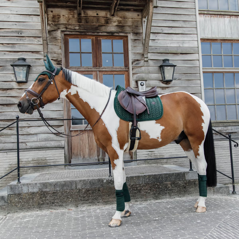 Kentucky Velvet Pearls Jumping Saddlepad - Pine Green-3