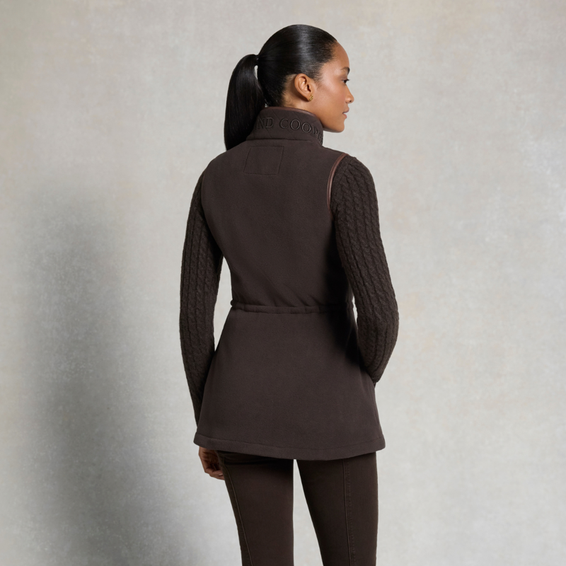 Holland Cooper Country Longline Fleece Gilet - Chocolate-3