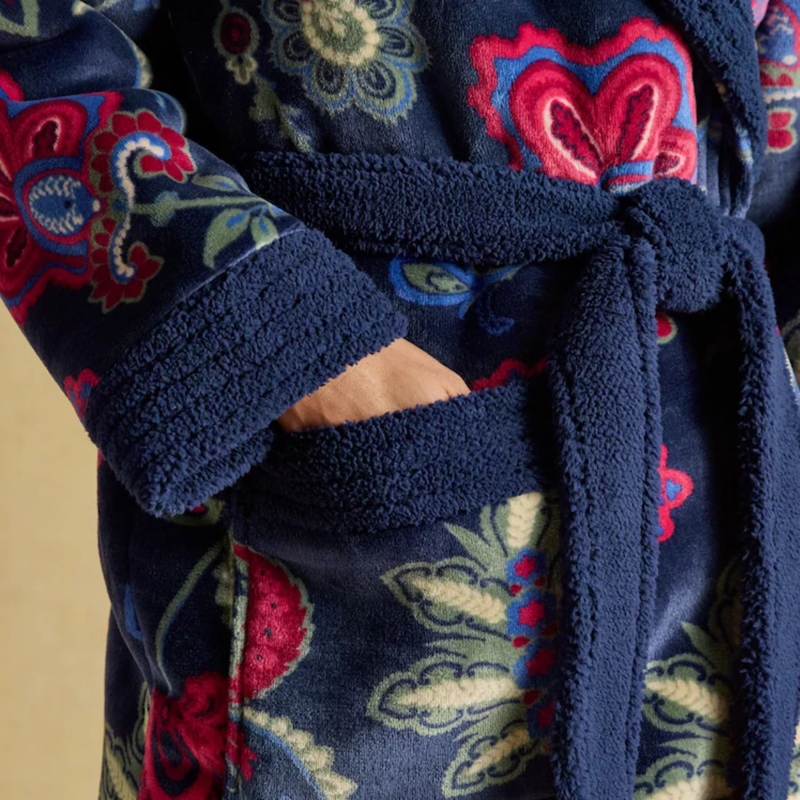 Joules Ladies Matilda Dressing Gown - Navy Floral-4