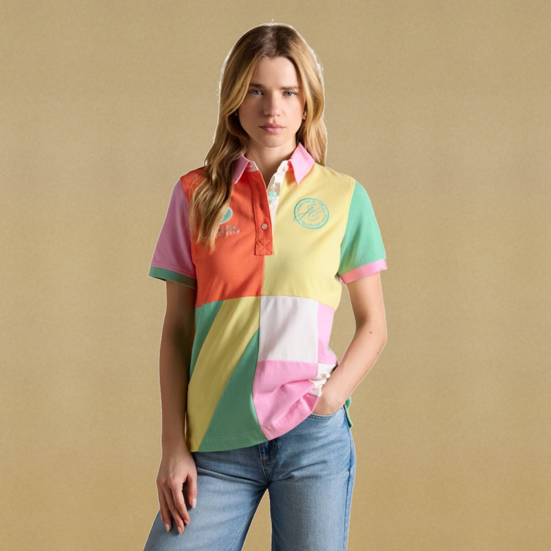 Joules Ladies Beaufort Embroidered Polo Shirt - Harlequin