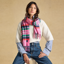 Joules Ladies Langtree Scarf - Pink/Green Check