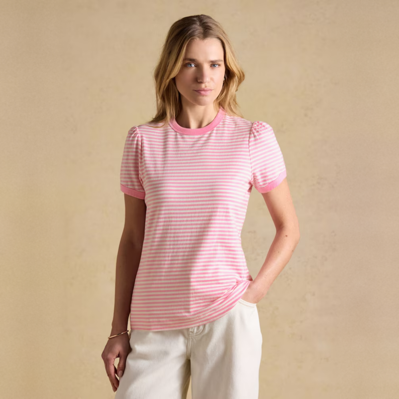 Joules Ladies Erin T-Shirt - Pink Stripe
