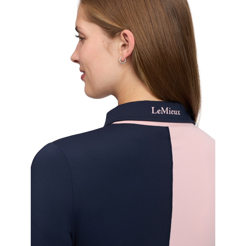 LeMieux Harlequin Rugby Shirt Base Layer - Petal/Navy-4