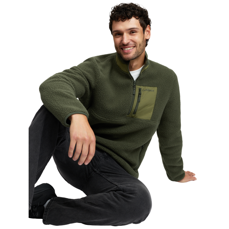 LeMieux Men's Borg Half Zip Sweat - Olive-5