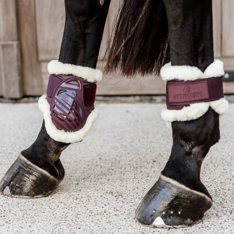Kentucky Vegan Sheepskin Young Horse Fetlock Boots - Bordeaux-4