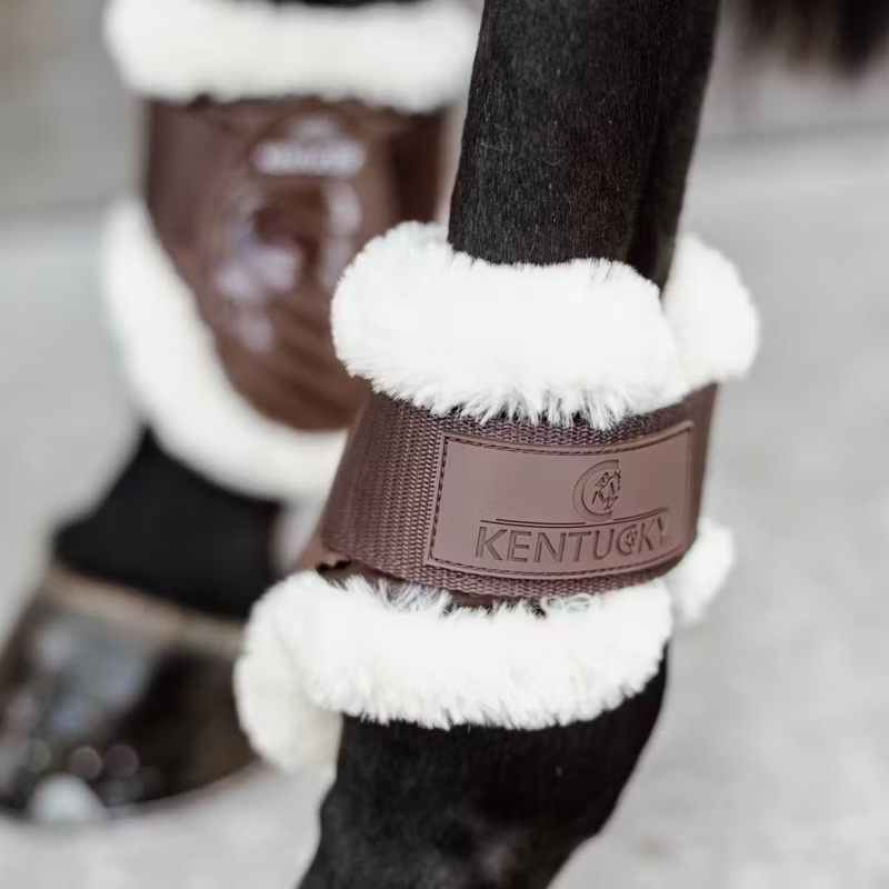 Kentucky Vegan Sheepskin Young Horse Fetlock Boots - Brown-5