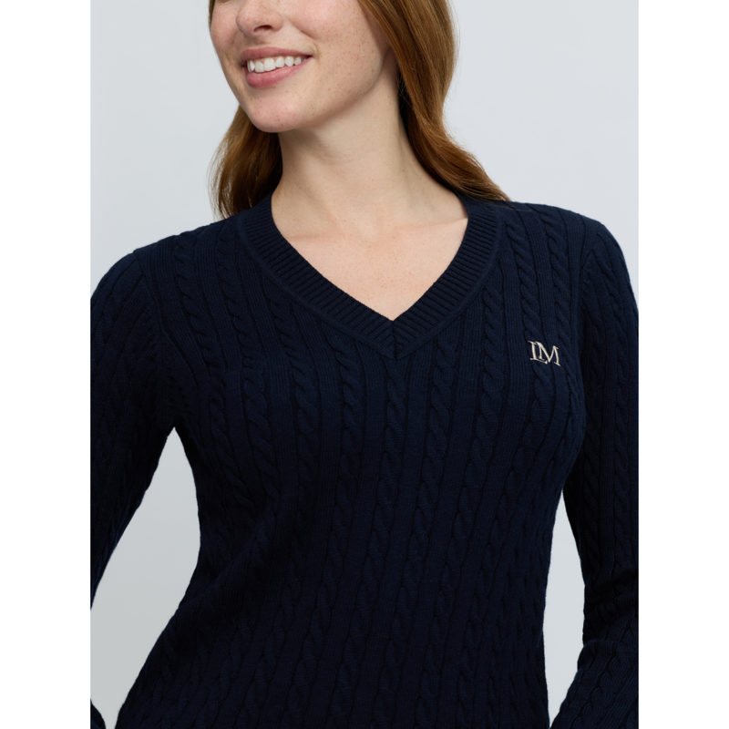 LeMieux Cora Cable V-Neck Knit Jumper - Navy-4