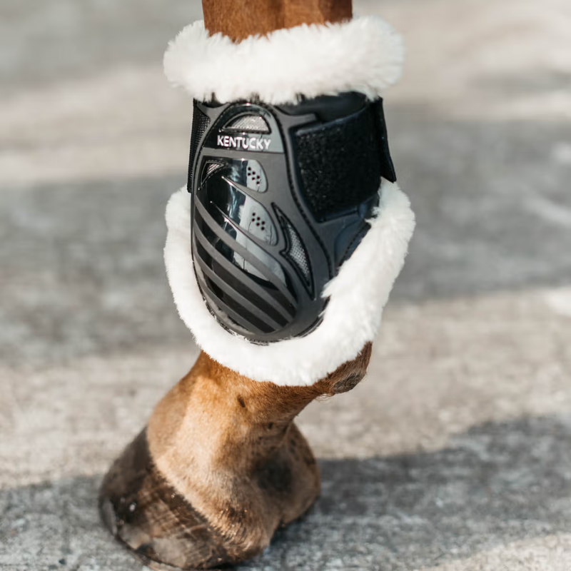 Kentucky Vegan Sheepskin Young Horse Fetlock Boots - Black-5