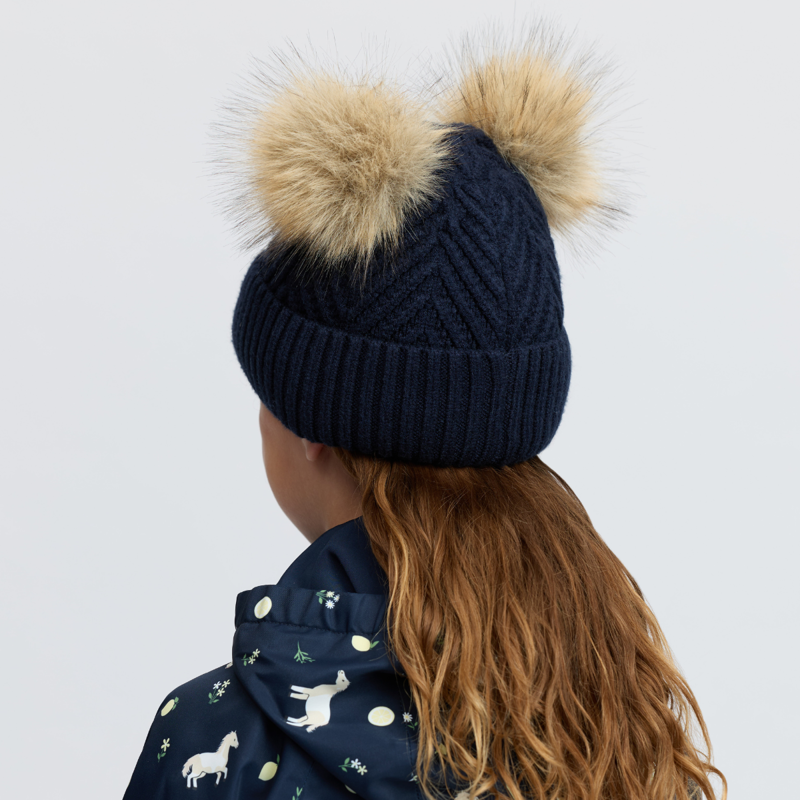 LeMieux Mini Double Pom Beanie - Navy-5