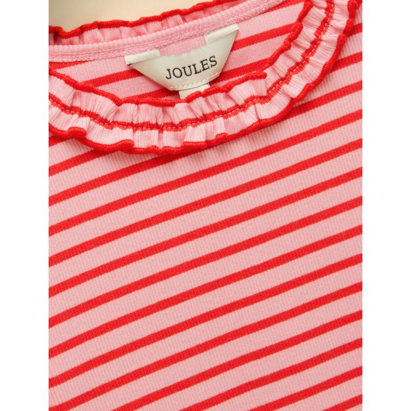 Joules Girls' Sophie Long Sleeve Ribbed Top - Red/Pink-2
