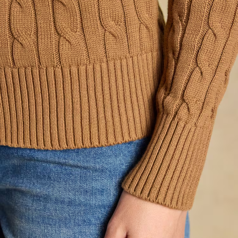Joules Ladies Classic Cable Jumper - Camel-5