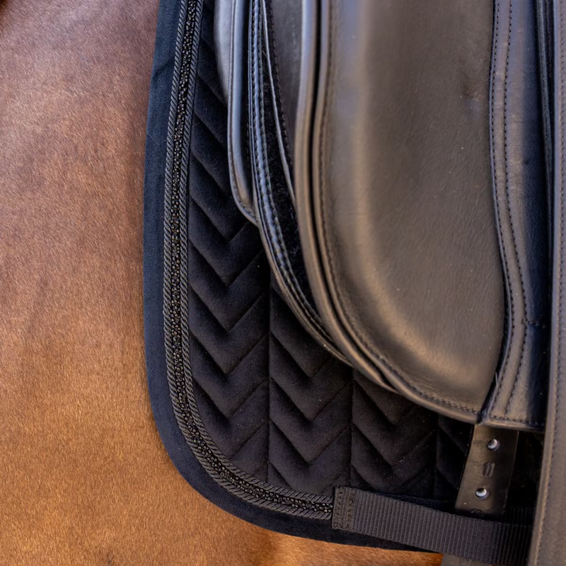 Kentucky Mini Pearls Velvet Dressage Saddlepad Full - Black-2