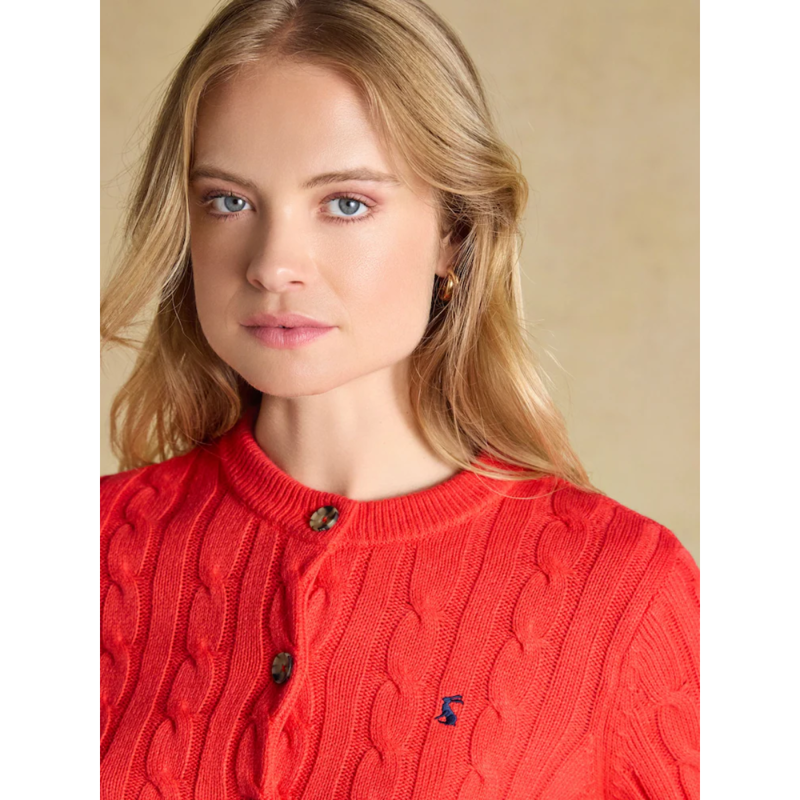 Joules Ladies Cable Cardigan - Red-3