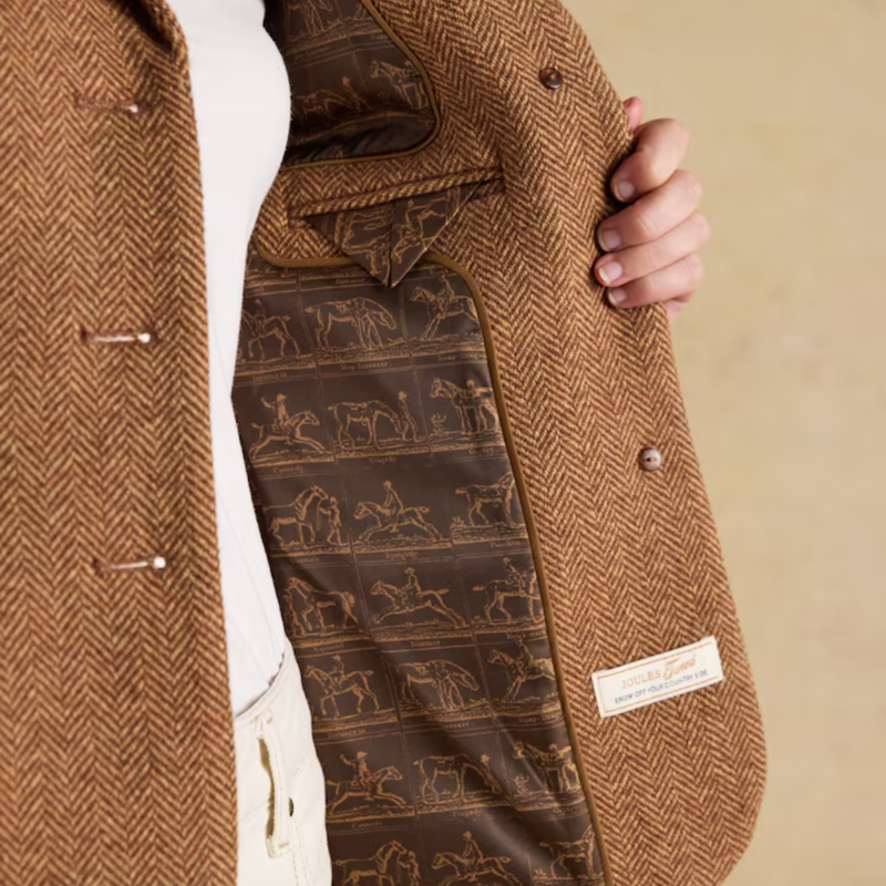 Joules Ladies Canterly Jacket - Brown Herringbone-8