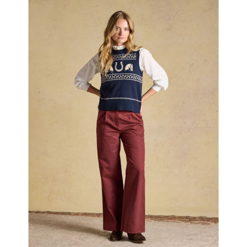 Joules Ladies Horse Icon Knit Vest - Navy-6
