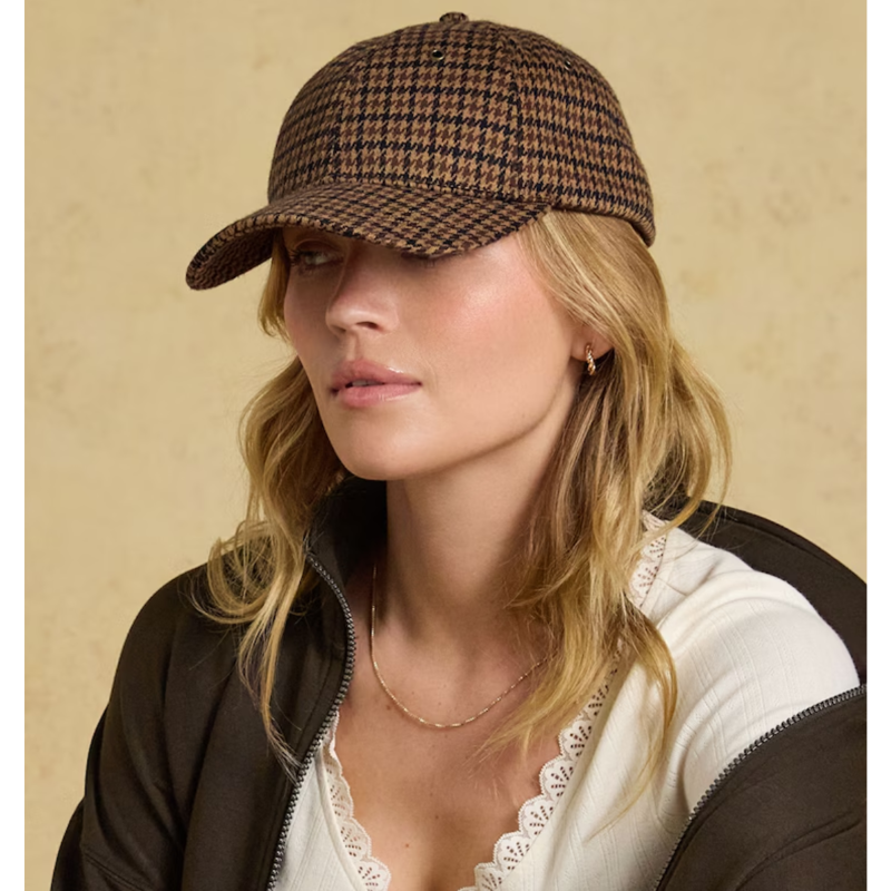 Joules Ladies Perry Baseball Hat - Neutral Houndstooth Jersey-3