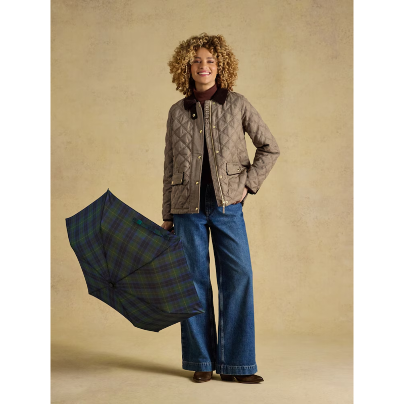Joules Ladies Umbrella - Blue/Green Check-5