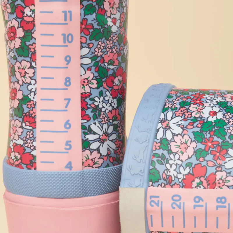 Joules Girls' Welly Print Wellies - Blue Floral-5