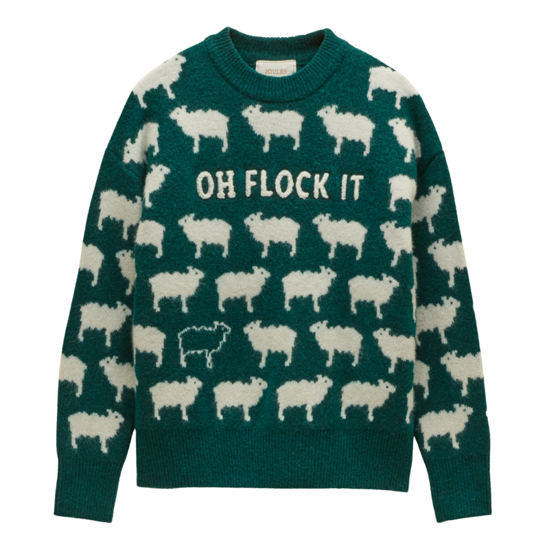 Joules Ladies Flock Knit Jumper - Green-5