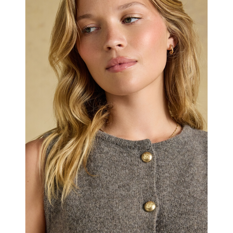 Joules Ladies Holly Button Through Knitted Vest - Brown-4