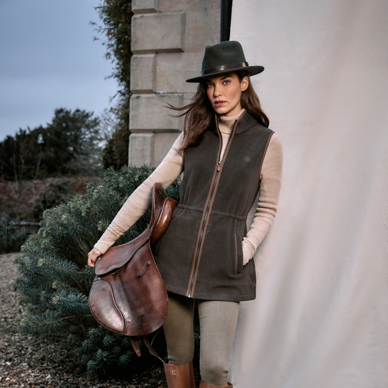 Holland Cooper Country Longline Fleece Gilet - Khaki-7