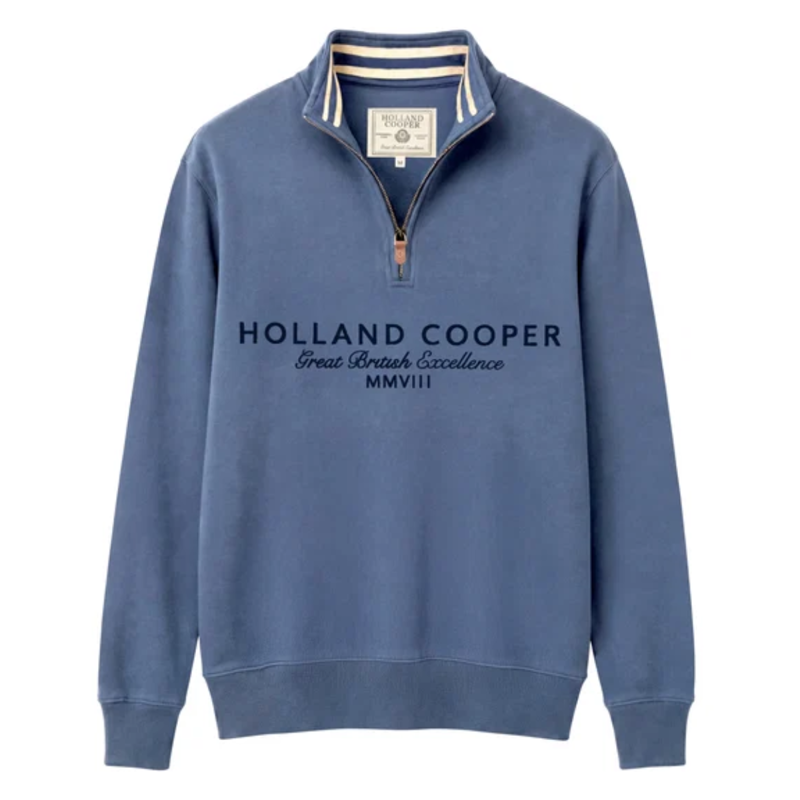 Holland Cooper Men's Heritage Quarter Zip Sweat - Denim Blue-4