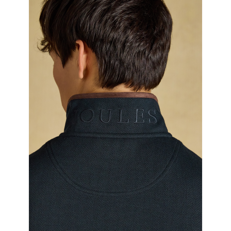 Joules Men's Heritage Herringbone Quarter Zip Sweatshirt - Navy-5
