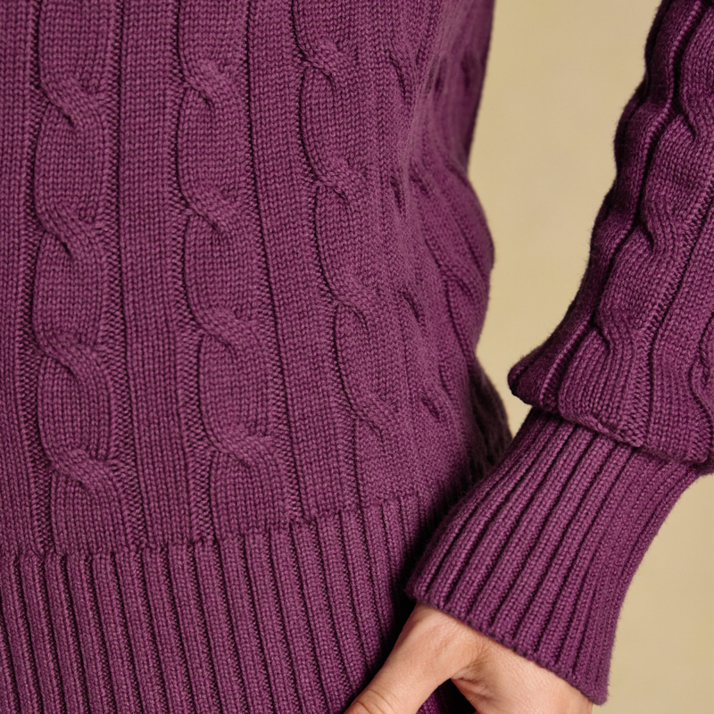 Joules Ladies Classic Cable Jumper - Wine-6
